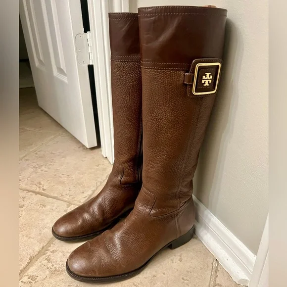 Tory Burch Brown Leather Knee-High Boots